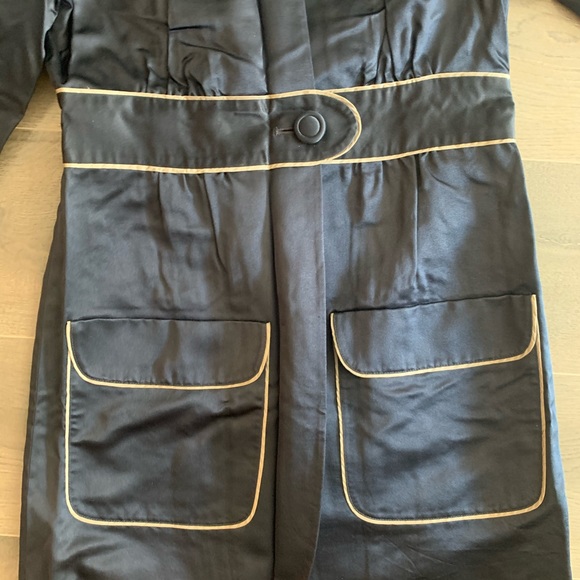 Vera Wang Lavendar Label Navy Silk Jacket (Sz 8) - Picture 4 of 6